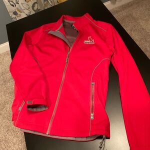 Red Zip-Up Jacket with Logo